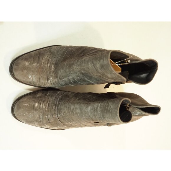 Paul Green Brown Textured Suede Metallic Bronze High Heel Ankle Boots, Size 7 US - Picture 4 of 9